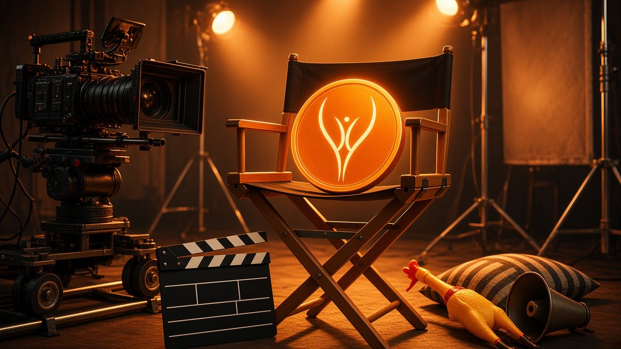 A director's chair with the Punani emblem on a film set